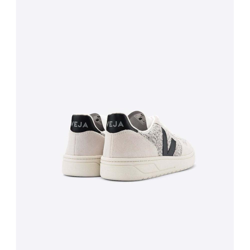 Veja V-10 FLANNEL Sneakers Dames White/Black | NL 643ZUT